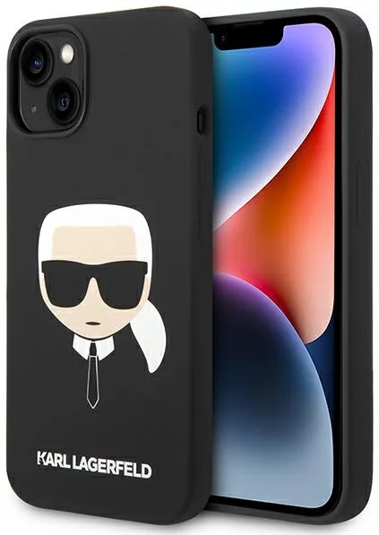 Levně Kryt Karl Lagerfeld iPhone 14 Plus 6,7" hardcase black Silicone Karl`s Head Magsafe (KLHMP14MSLKHBK)