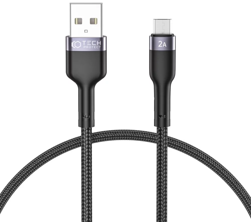 Kábel TECH-PROTECT ULTRABOOST MICRO-USB CABLE 2.4A 25CM BLACK (9490713928943)