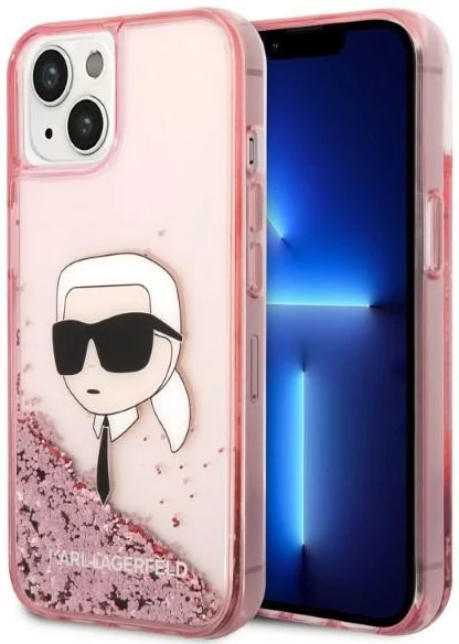 Levně Kryt Karl Lagerfeld iPhone 14 6,1" pink hardcase Glitter Karl Head (KLHCP14SLNKHCP)