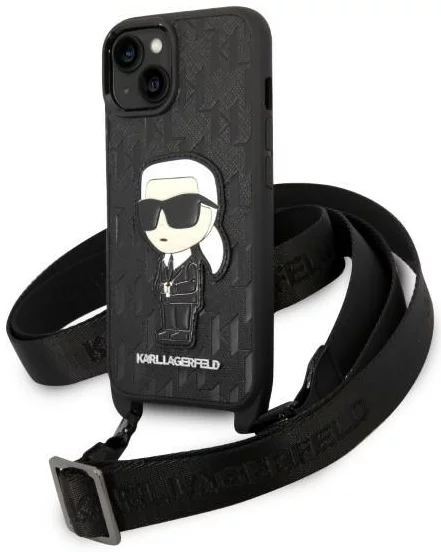 Levně Kryt Karl Lagerfeld iPhone 14 Plus 6,7" black hardcase Monogram Ikonik Patch (KLHCP14MSTKMK)