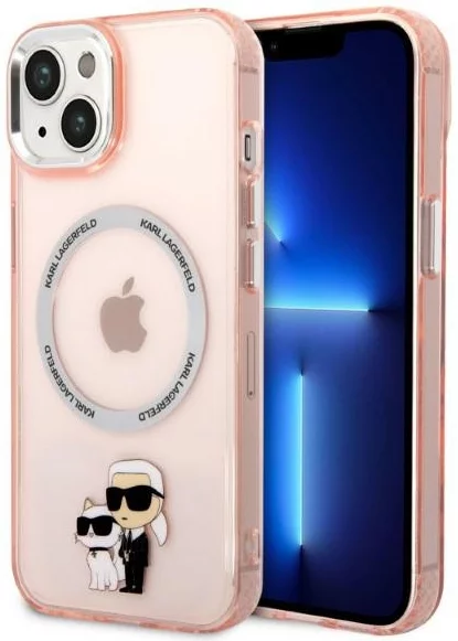 Levně Kryt Karl Lagerfeld iPhone 14 Plus 6,7" hardcase pink Iconic Karl&Choupette Magsafe (KLHMP14MHNKCIP)