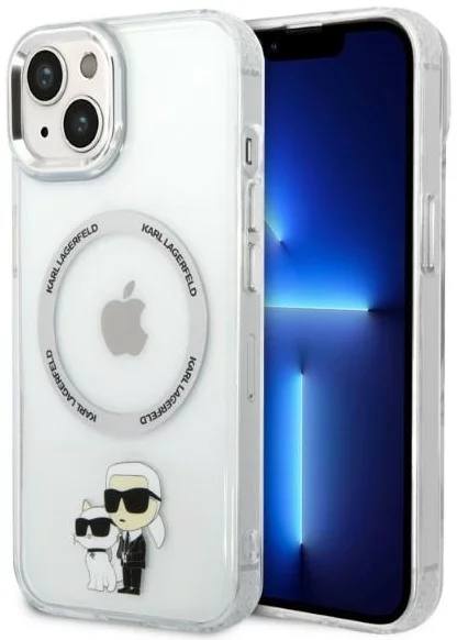 Levně Kryt Karl Lagerfeld iPhone 14 Plus 6,7" hardcase transparent Iconic Karl&Choupette Magsafe (KLHMP14MHNKCIT)