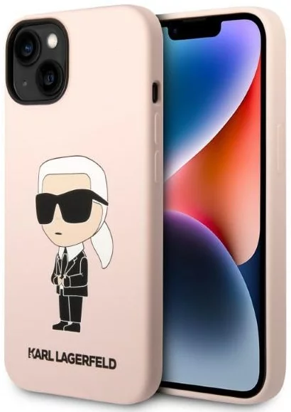 Levně Kryt Karl Lagerfeld iPhone 14 Plus 6,7" hardcase pink Silicone Ikonik Magsafe (KLHMP14MSNIKBCP)