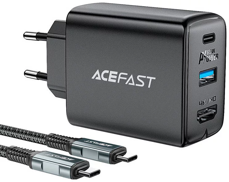 Nabíjačka Wall Charger Acefast A17, 65W GaN + cable USB-C (black)