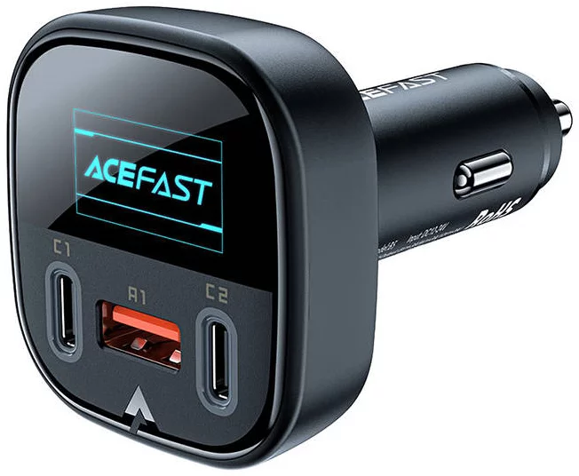 Nabíječka do auta Car Charger Acefast B5, 101W, 2x USB-C + USB, OLED (black)