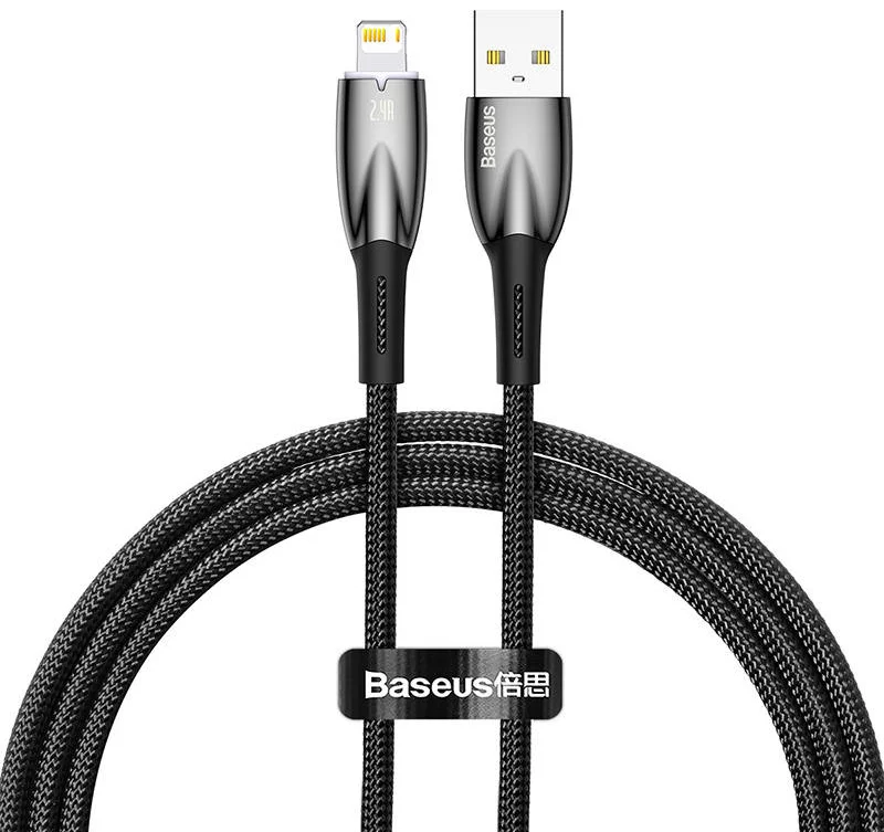 Kábel USB cable for Lightning Baseus Glimmer Series, 2.4A, 1m (Black)