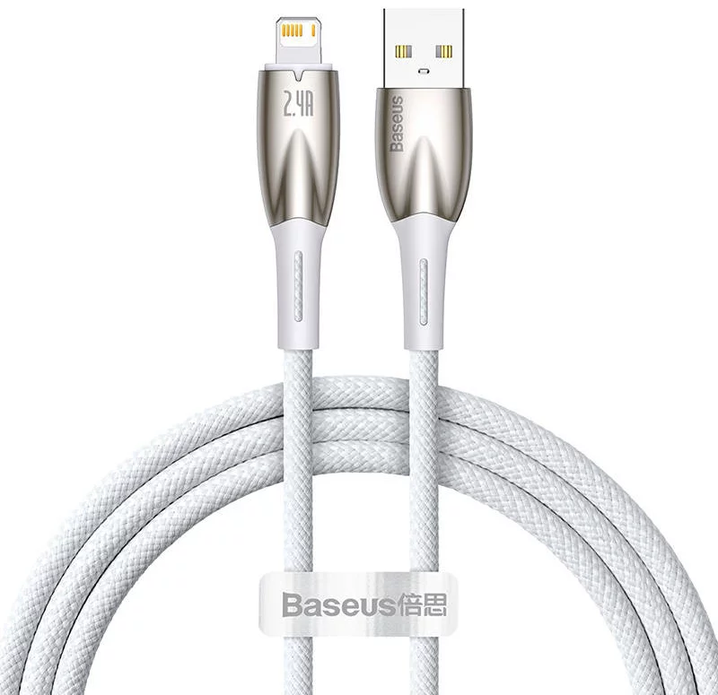 Kábel USB cable for Lightning Baseus Glimmer Series, 2.4A, 1m (White)