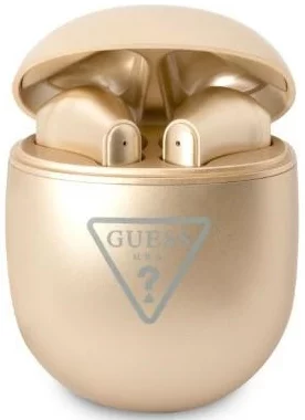 Levně Sluchátka Guess Bluetooth TWS Earbuds gold Triangle Logo (GUTWST82TRD)