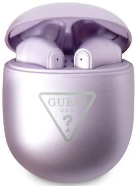 Levně Sluchátka Guess Bluetooth TWS Earbuds purple Triangle Logo (GUTWST82TRU)