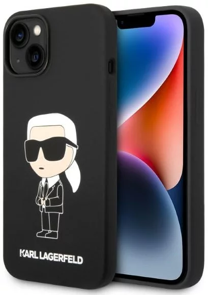 Levně Kryt Karl Lagerfeld iPhone 14 Plus 6,7" hardcase black Silicone Ikonik Magsafe (KLHMP14MSNIKBCK)