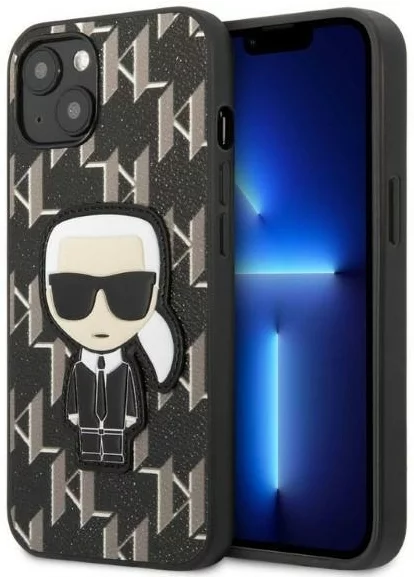E-shop Kryt Karl Lagerfeld iPhone 13 6,1" hardcase black Monogram Ikonik Patch (KLHCP13MPMNIKBK)