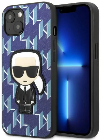 E-shop Kryt Karl Lagerfeld iPhone 13 6,1" hardcase blue Monogram Ikonik Patch (KLHCP13MPMNIKBL)