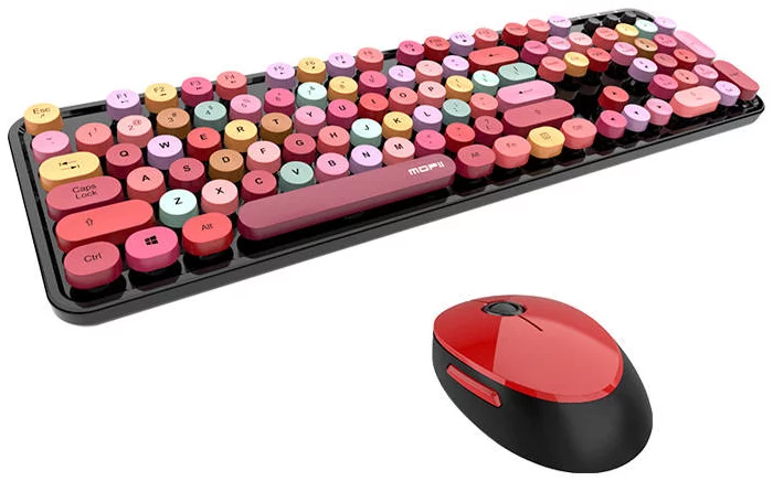 Levně Klávesnice Wireless keyboard + mouse set MOFII Sweet 2.4G (black&red)