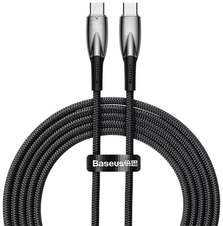 Kábel USB-C cable for USB-C Baseus Glimmer Series, 100W, 2m (Black)