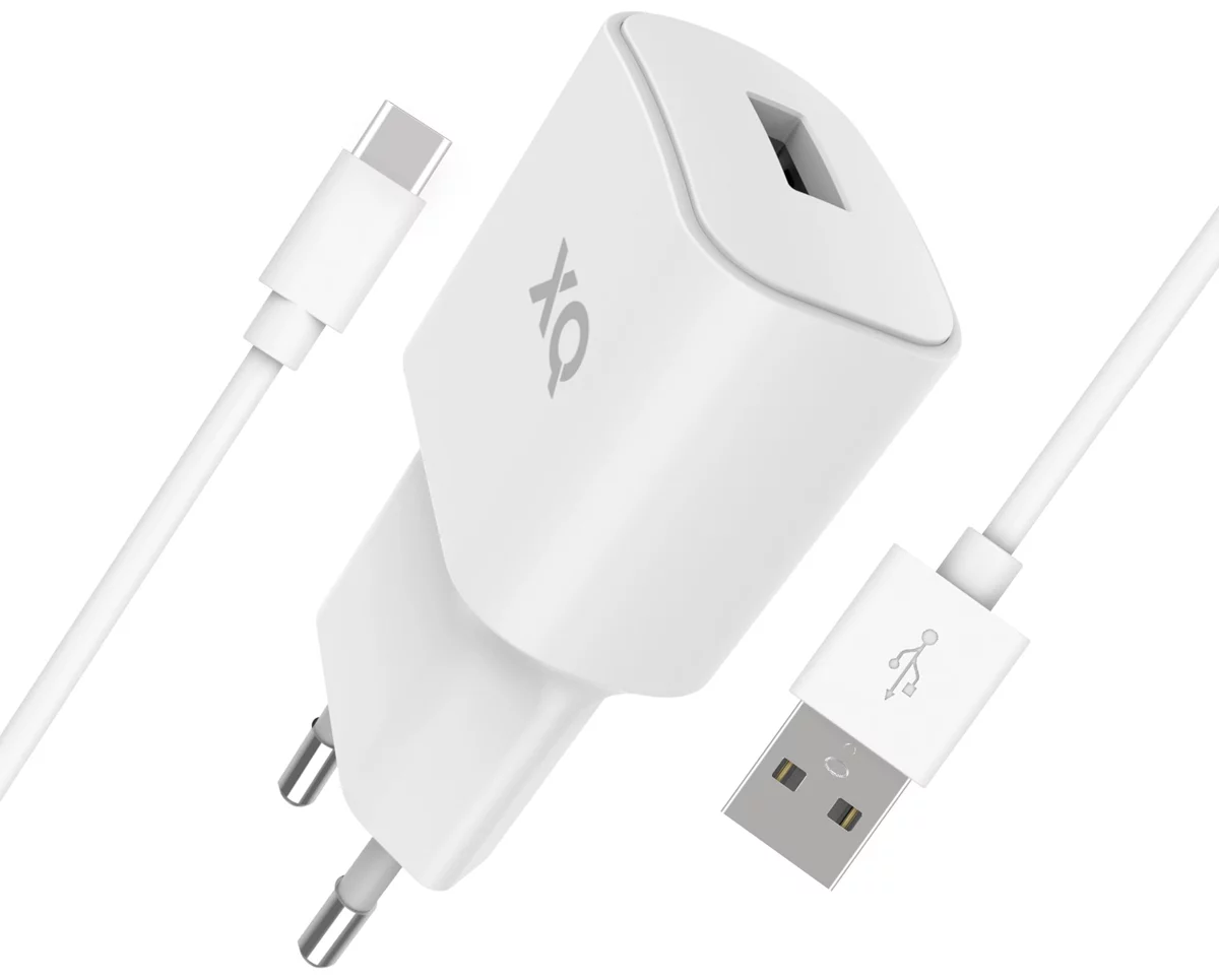 Levně Nabíječka XQISIT NP Travel Charger Single USB-A 2.4A w. USB- white (50853)