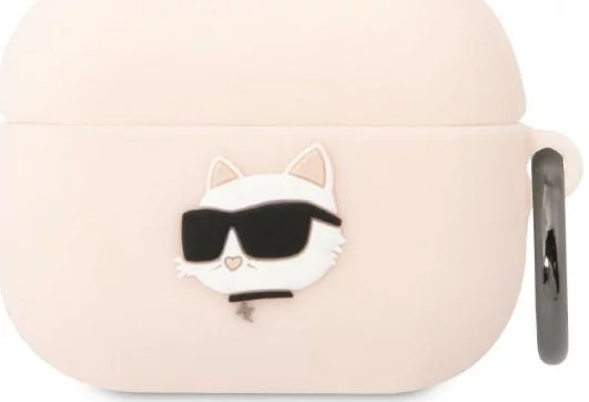 Levně Pouzdro Karl Lagerfeld AirPods Pro cover pink Silicone Choupette Head 3D (KLAPRUNCHP)