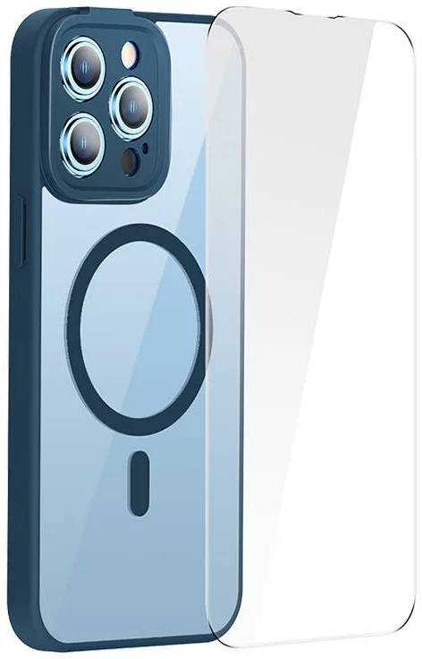 Case Baseus Frame Transparent Magnetic Case and Tempered Glass set