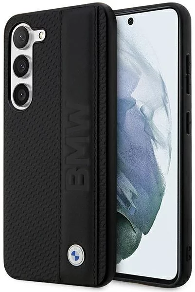 E-shop Kryt BMW Samsung Galaxy S23+ black hardcase Leather Textured & Stripe (BMHCS23M22RDPK)