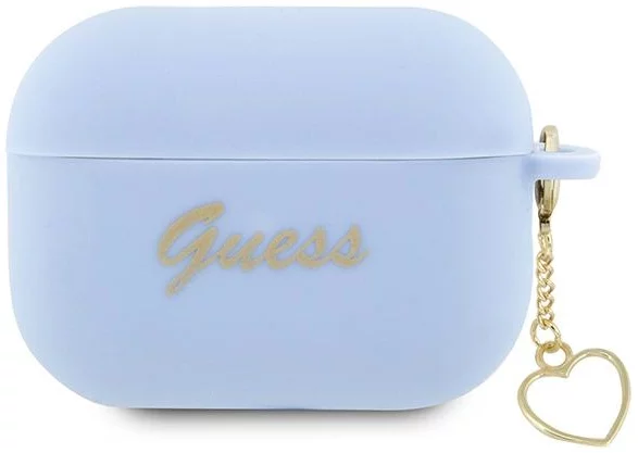 Levně Pouzdro Guess AirPods Pro 2 cover blue Silicone Charm Heart Collection (GUAP2LSCHSB)