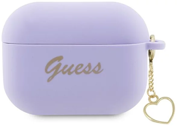 Levně Pouzdro Guess AirPods Pro 2 cover purple Silicone Charm Heart Collection (GUAP2LSCHSU)