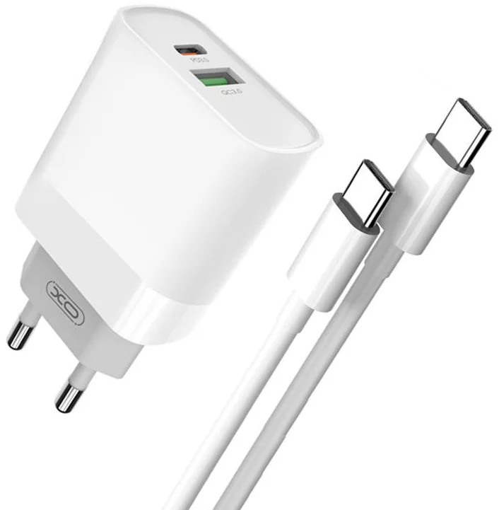 Nabíjačka XO L64 Wall Charger, USB + USB-C, 20W (White) (6920680869930)