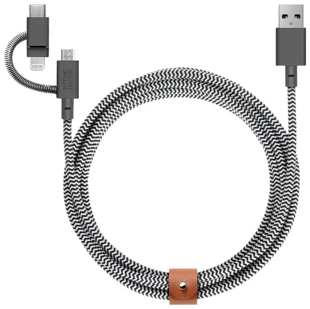 Kábel Native Union Belt Universal Cable (USB-C – Lighting/USB-C) 1.8m, zebra (BELT-CCL-ZEB-NP)