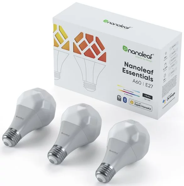 Levně Nanoleaf Essentials Smart A19 Bulb, E27 3 Pack (NL45-0800WT240E27-3PK)
