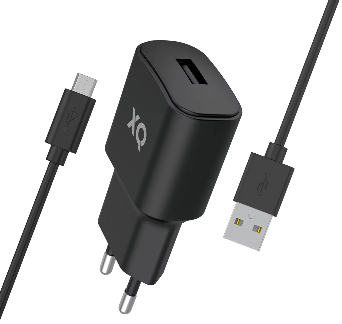 Nabíjačka XQISIT NP Travel Charger Single USB-A 2.4A w. micro USB Black (52033)