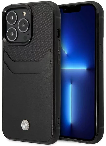 E-shop Kryt BMW iPhone 14 Pro Max 6,7" black Leather Card Slot (BMHCP14X22RSEPK)