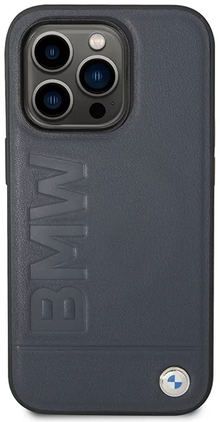 Hülle BMW BMHMP14LSLLNA iPhone 14 Pro 6.1 Navy/Navy Hardcase Leder Hot  Stamp MagSafe 