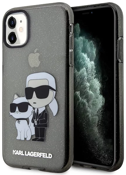 E-shop Kryt Karl Lagerfeld iPhone 11 / Xr 6,1" black hardcase Gliter Karl&Choupette (KLHCN61HNKCTGK)