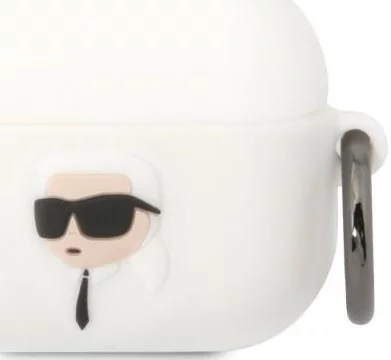 Levně Pouzdro Karl Lagerfeld AirPods Pro cover white Silicone Karl Head 3D (KLAPRUNIKH)