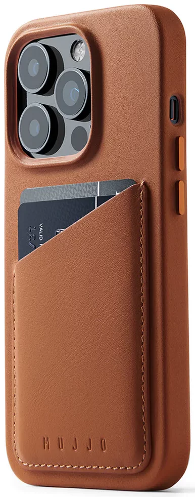 Levně Kryt Mujjo Full Leather MagSafe Wallet Case for iPhone 14 Pro - Tan (MUJJO-CL-033-TN)