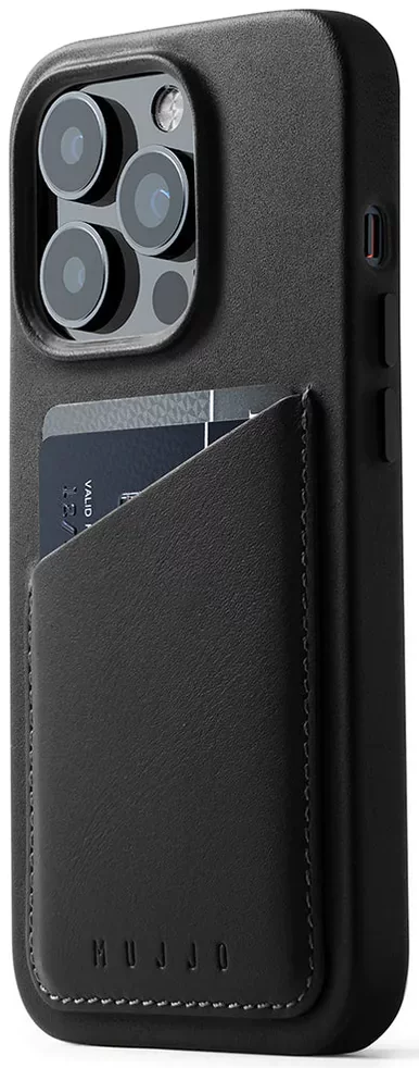 Levně Kryt Mujjo Full Leather MagSafe Wallet Case for iPhone 14 Pro - Black (MUJJO-CL-033-BK)