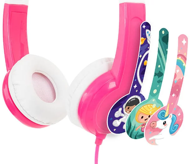 Levně Sluchátka Wired headphones for kids Buddyphones Discover, Pink (727542484319)