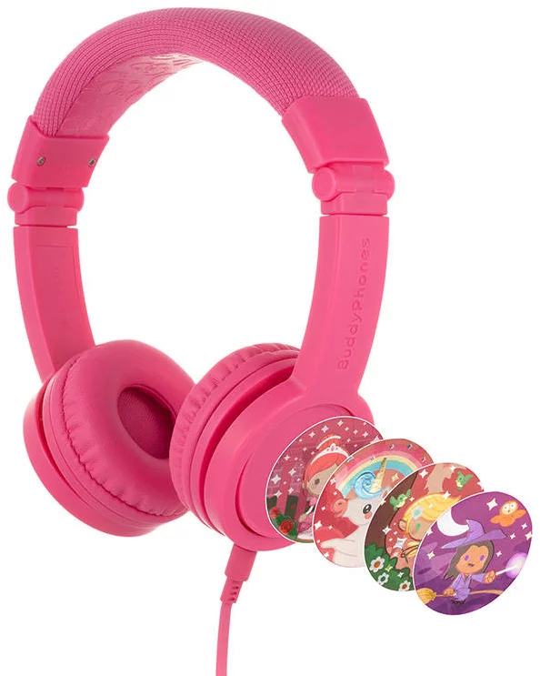 Levně Sluchátka Wired headphones for kids Buddyphones Explore Plus, Pink (4897111740118)