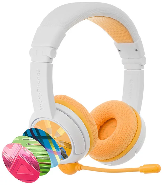 Levně Sluchátka Wireless headphones for kids BuddyPhones School+ yellow (4897111740613)