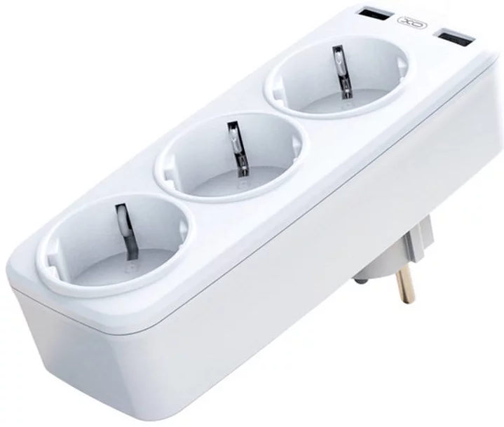 Levně Power charger with 3 AC outlets + 2x USB XO WL08EU, White (6920680826131)