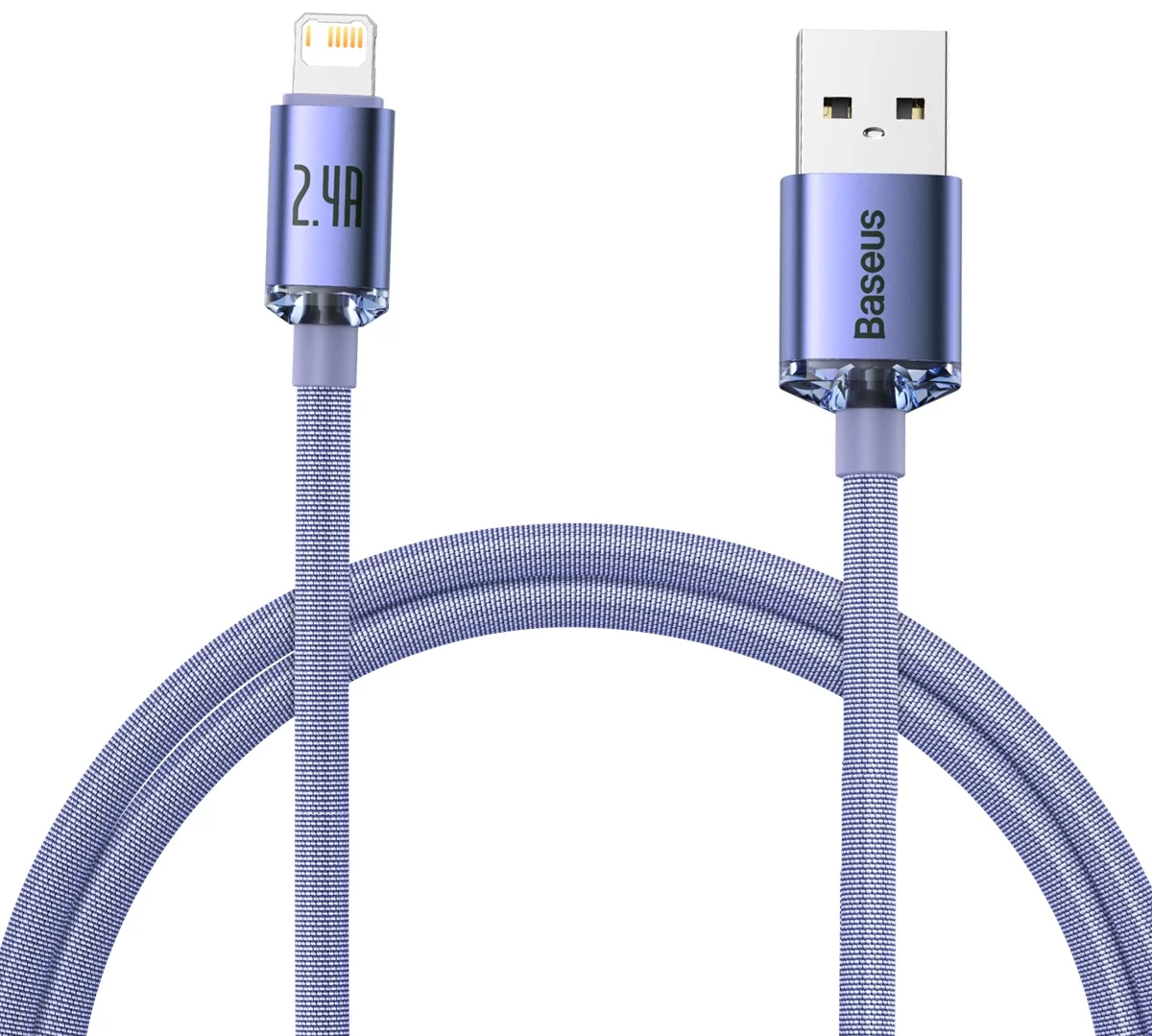 Kábel Baseus Crystal Shine cable USB to Lightning, 2.4A, 1.2m, purple (6932172602703)