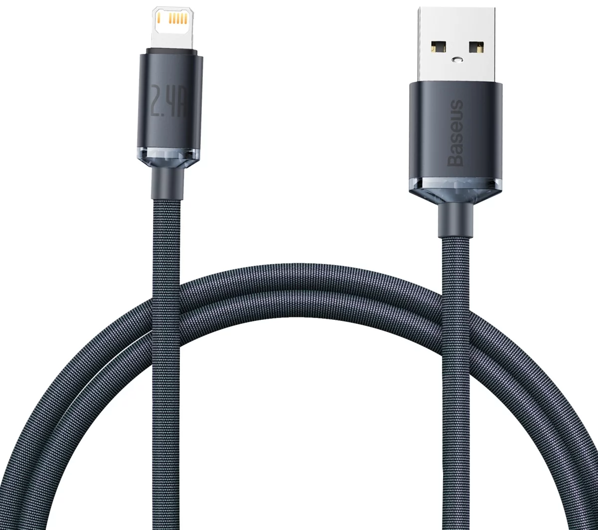 Kábel Baseus Crystal Shine cable USB to Lightning, 2.4A, 1.2m, black (6932172602680)