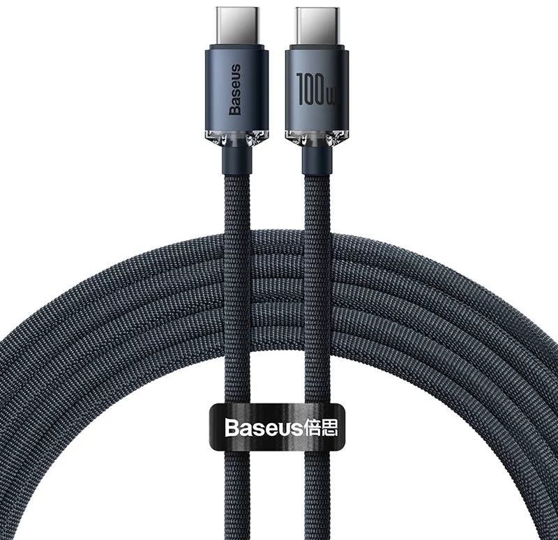 Kábel Baseus Crystal Shine cable USB-C to USB-C, 100W, 2m, black (6932172602895)