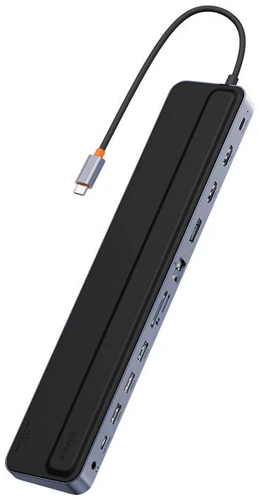 Levně USB Hub Hub 12w1 Baseus EliteJoy Gen2 series USB-C to 2xHDMI+ 3xUSB 3.0+ PD+ DP+ SD/TF+ RJ45+Type-C+ 3.5mm, dark grey (6932172613877)