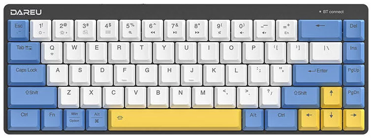 Levně Herní klávesnice Mechanical keyboard Dareu EK868 Bluetooth, white-blue-yellow (6950589911362)