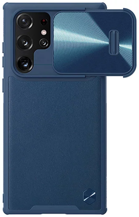 Levně Kryt Nillkin CamShield Leather case for Samsung Galaxy S22 Ultra, Blue (6902048247567)