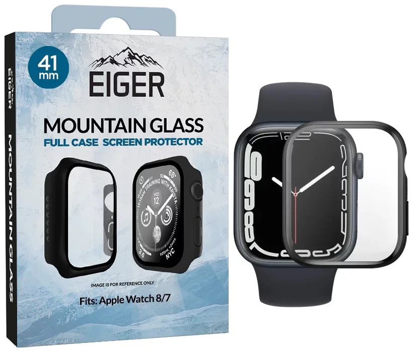 Púzdro Eiger Mountain Glass Full Case for Apple Watch 8 / 7 41mm in Black (EGSP00895)