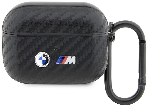 Levně Pouzdro BMW AirPods Pro cover Black Carbon Double Metal Logo (BMAPWMPUCA2)
