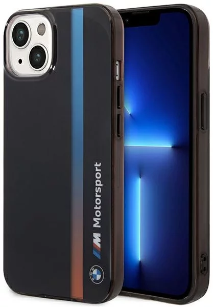 Levně Kryt BMW iPhone 14 6.1" black IML Tricolor Stripe (BMHCP14S22HVGV)