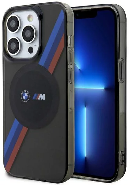 E-shop Kryt BMW iPhone 14 Pro Max 6,7" grey hardcase Tricolor Stripes MagSafe (BMHMP14XHDTK)