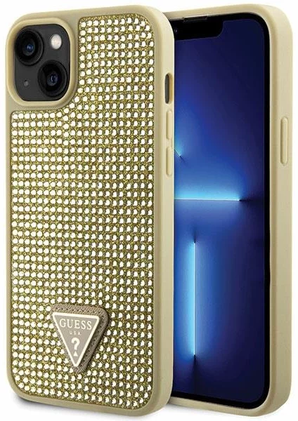 Levně Kryt Guess iPhone 14 Plus 6.7" gold hardcase Rhinestone Triangle (GUHCP14MHDGTPD)