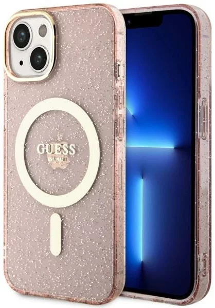 E-shop Kryt Guess iPhone 14 Plus 6.7" pink hardcase Glitter Gold MagSafe (GUHMP14MHCMCGP)